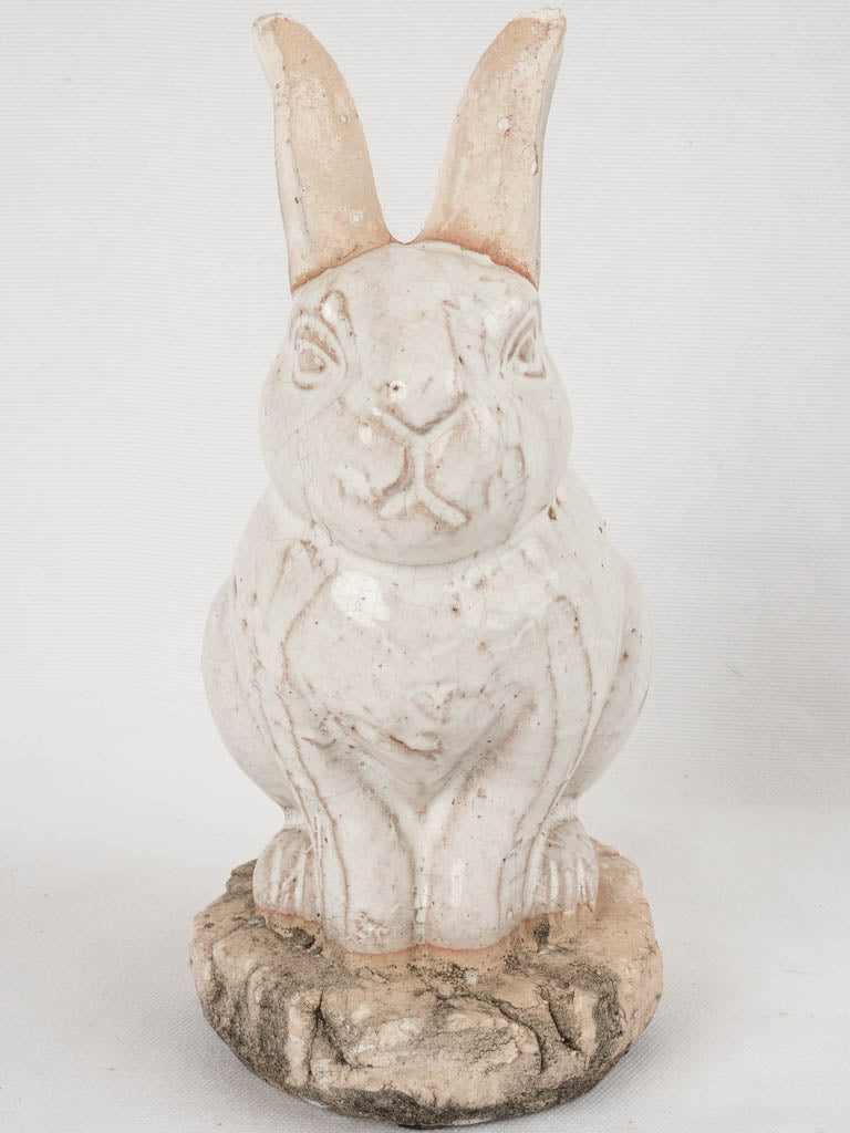 Antique 1960s white glazed bunny