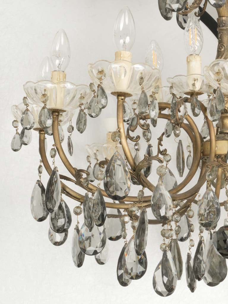 Exquisite smokey crystal 15-light chandelier