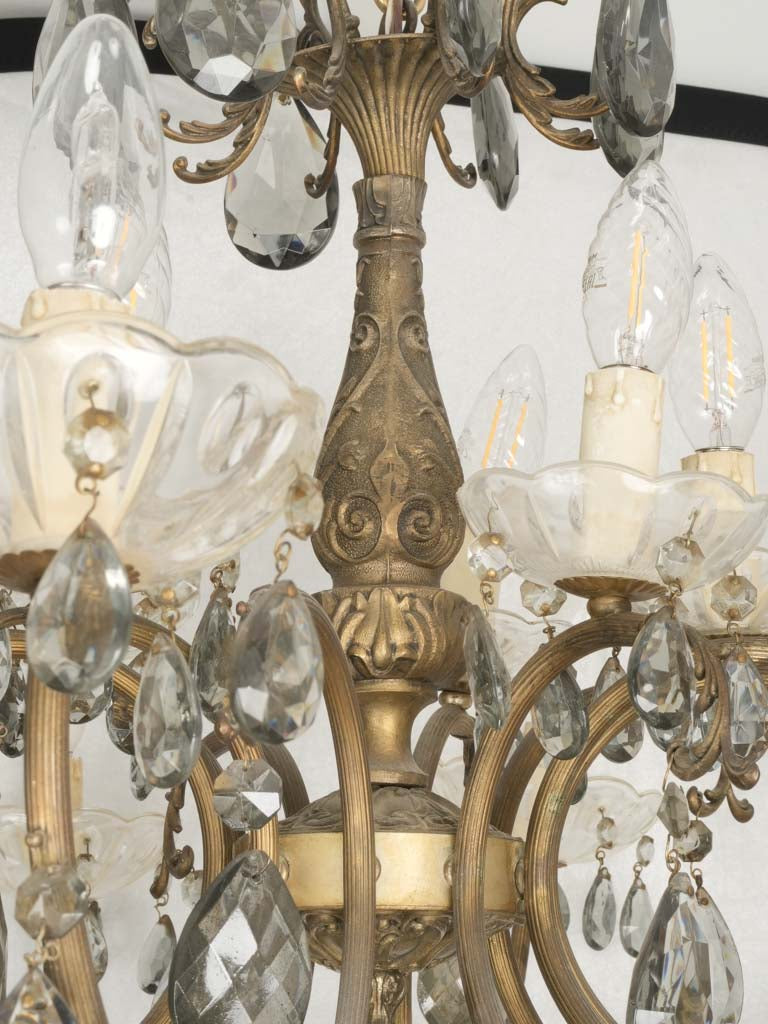 Finely molded bronze two-tiered French chandelier