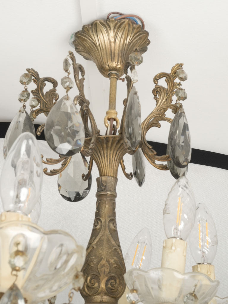 Large 15-light antique French bronze chandelier