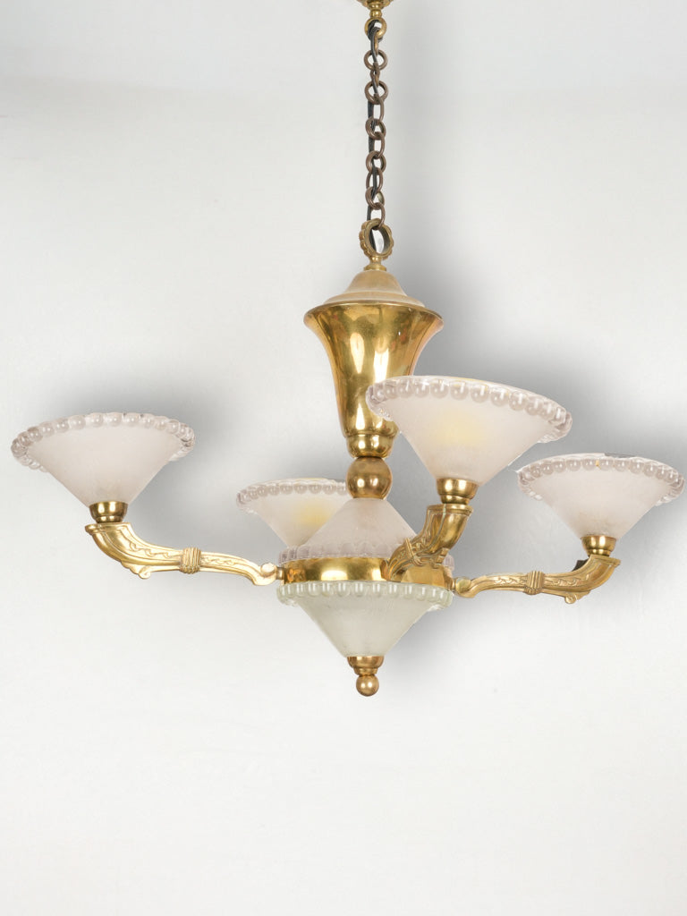 Elegant 1940s French bronze chandelier