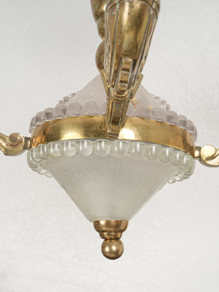 Opulent gold-patinaed bronze lighting fixture