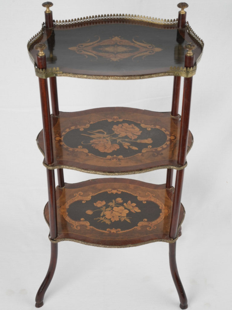 Exquisite 19th-century marquetry étagère petit