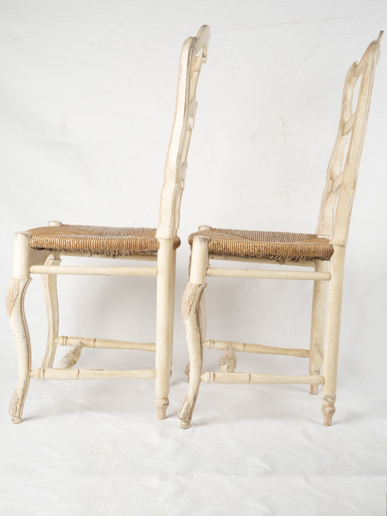 Elegant beige floral ladderback chairs