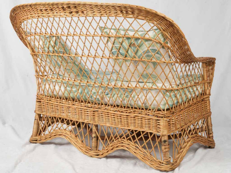 Airy Lattice French Wicker Settee