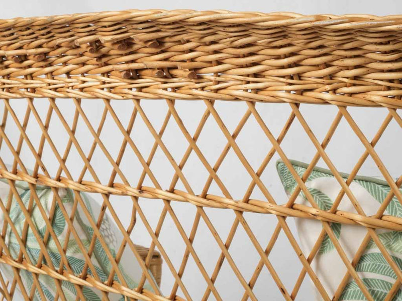 Small Vintage Coastal Wicker Settee