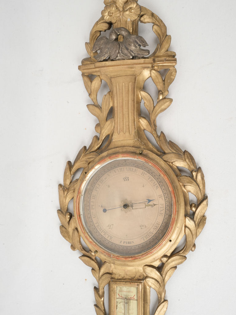 Refined giltwood historical barometer