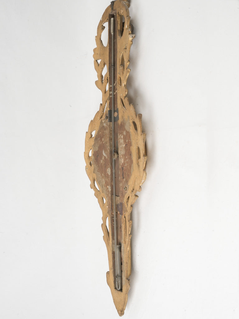 Ornate fluted wooden frame barometer