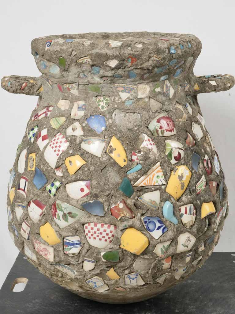 Distinctive, historic pique-assiette mosaic vessel