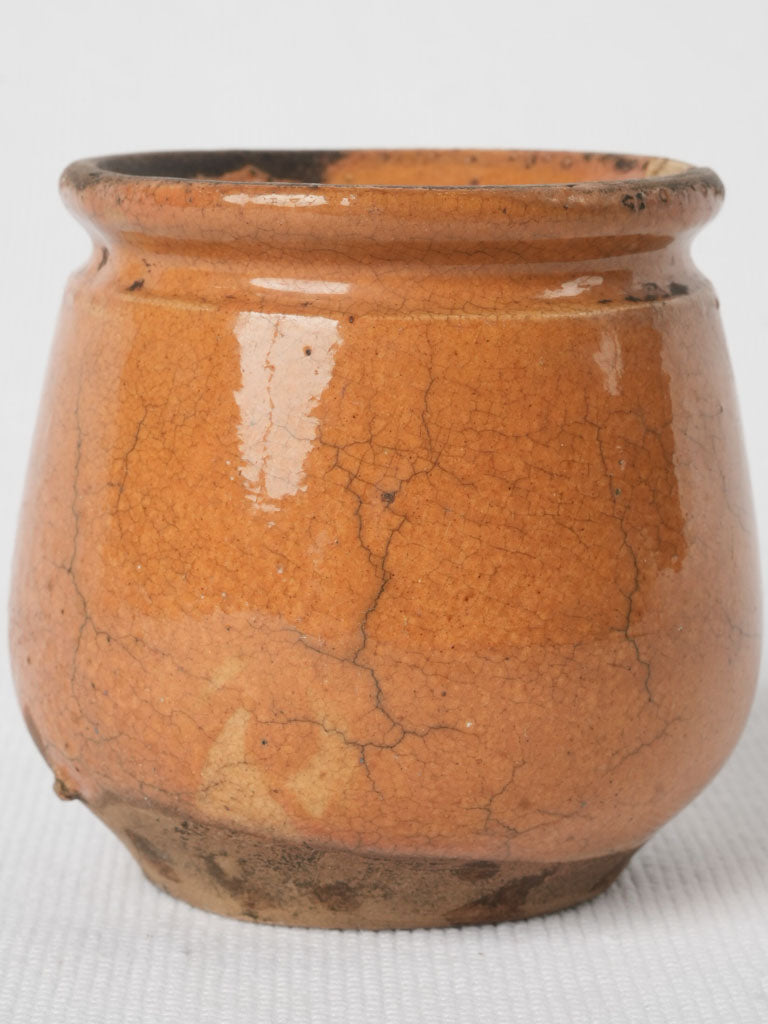 Vintage terracotta jam pot, brown glaze