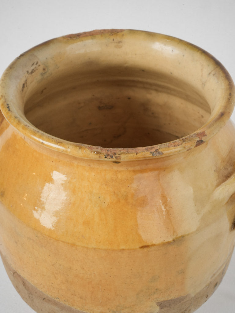 Decorative Vintage Yellow Glazed Confit Pot