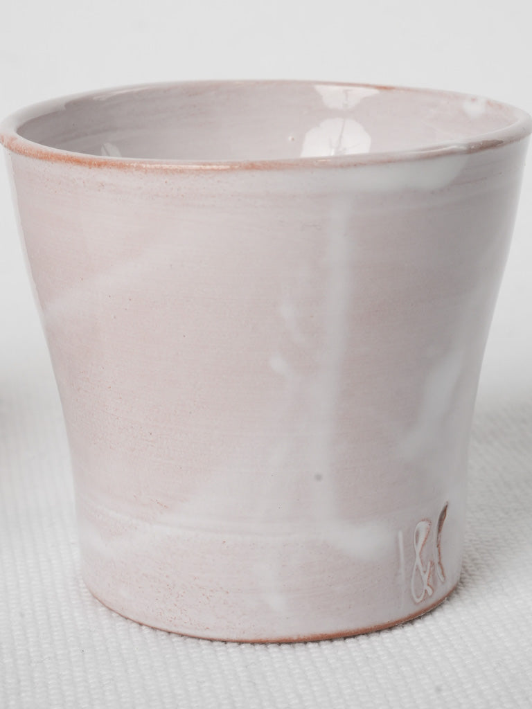 Charming white glazed pottery cups