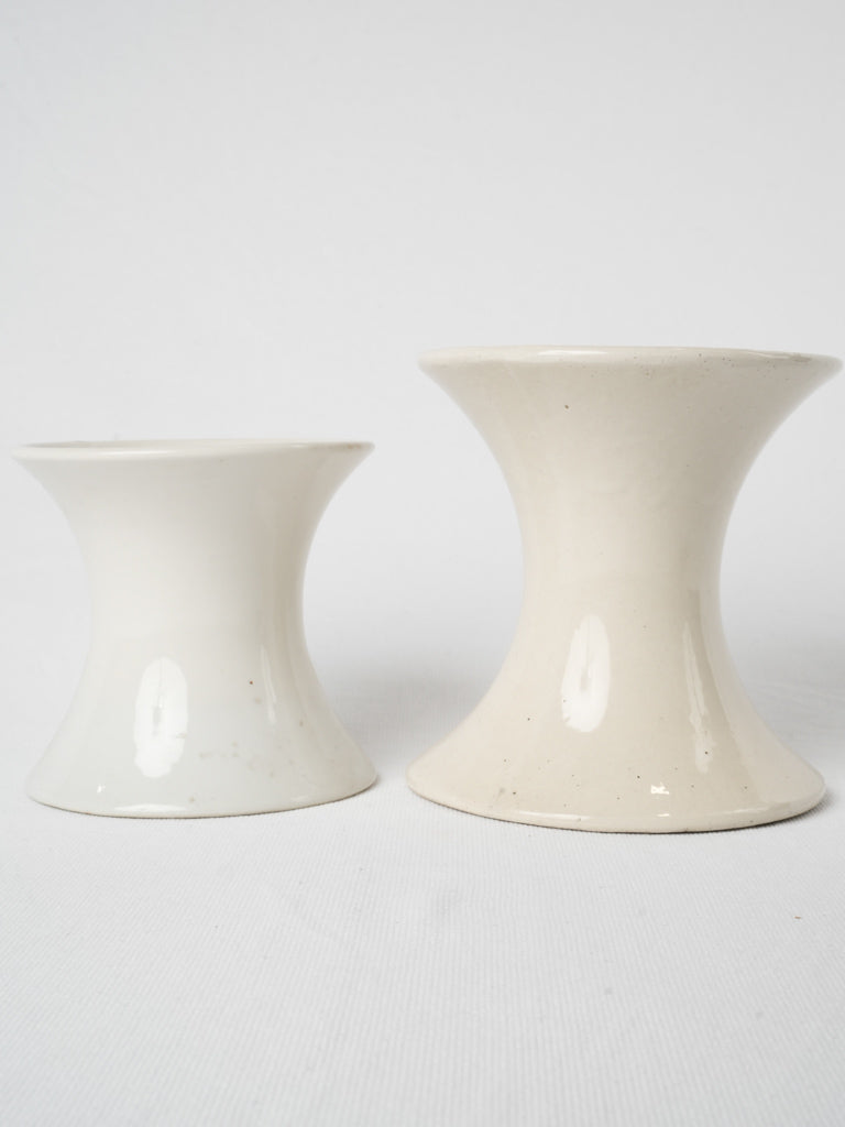 Classic white spindle earthenware vases 