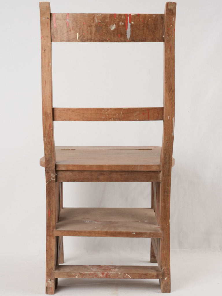 Classic repair-marked pine step-chair