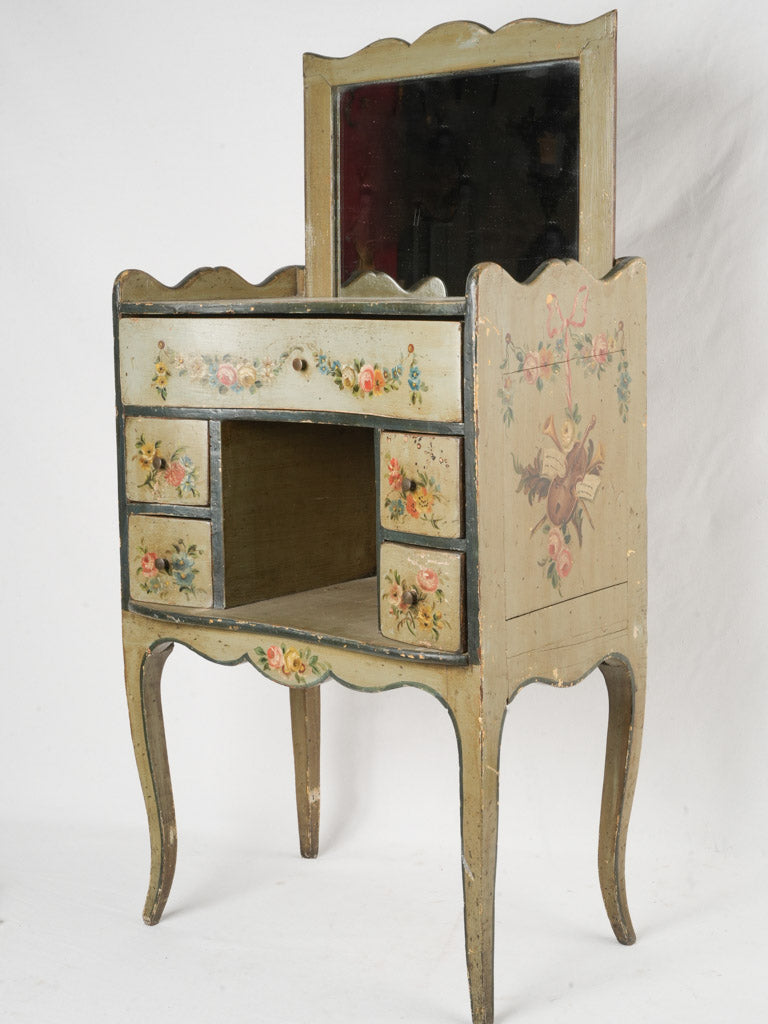 Antique Italian painted nightstand  