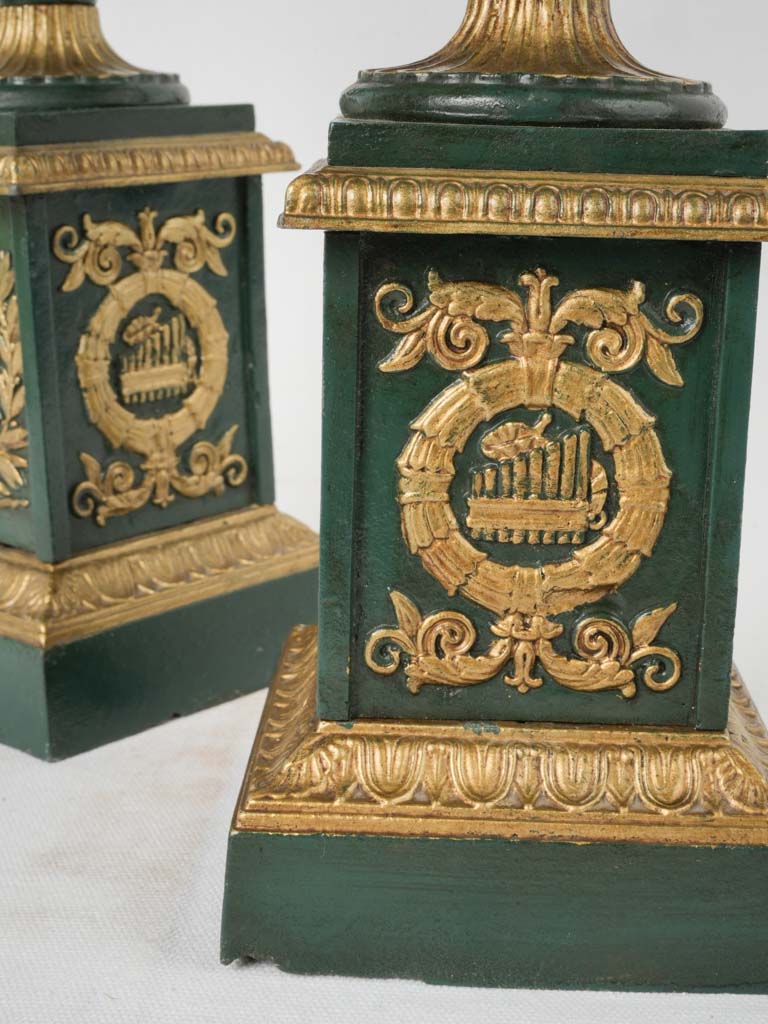 Neoclassical Green & Gold Urns