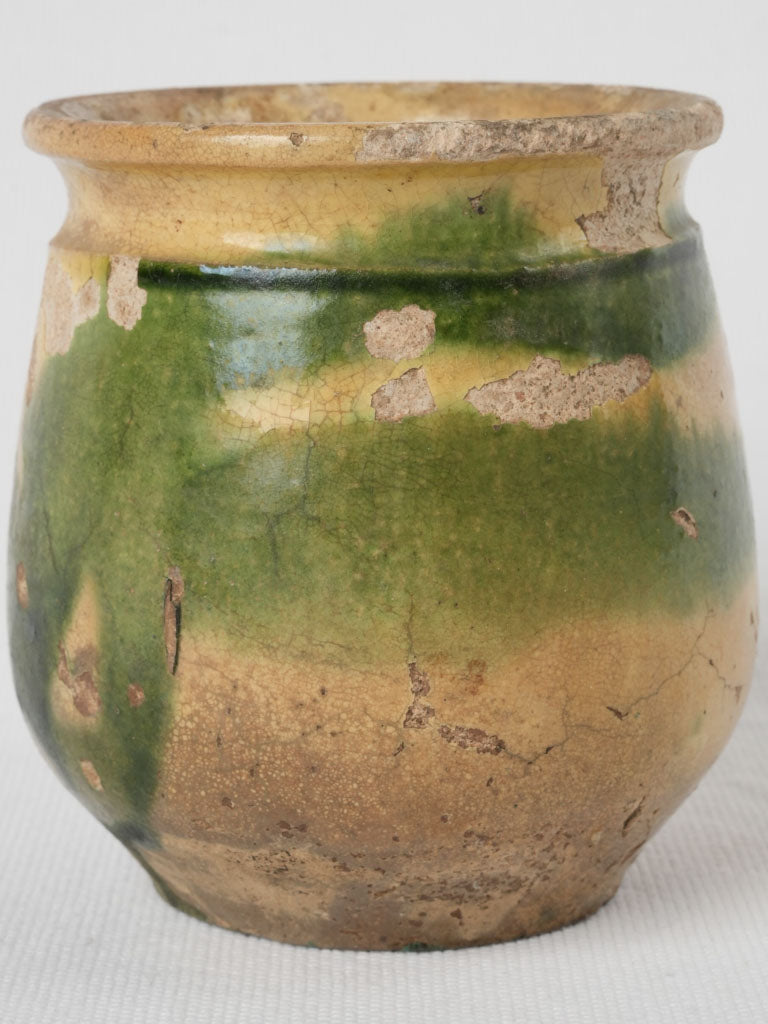 Charming yellow and green glazed jam pot