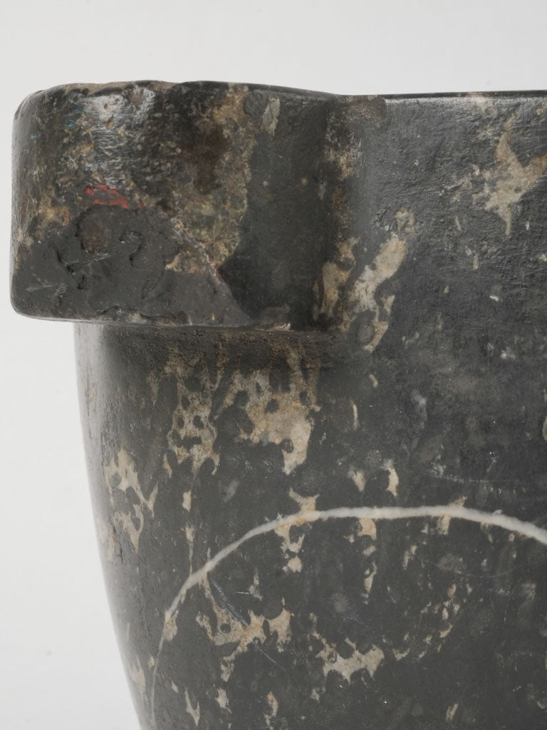 Historic black marble apothecary mortar