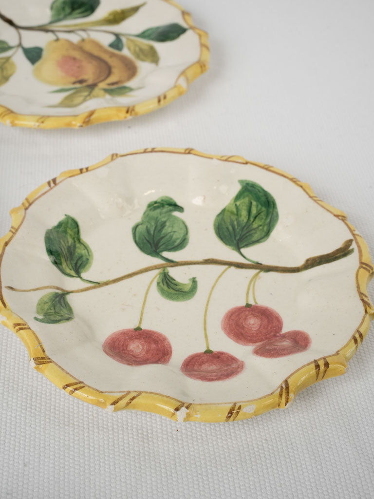 Antique hand-painted fruit porcelain plate set