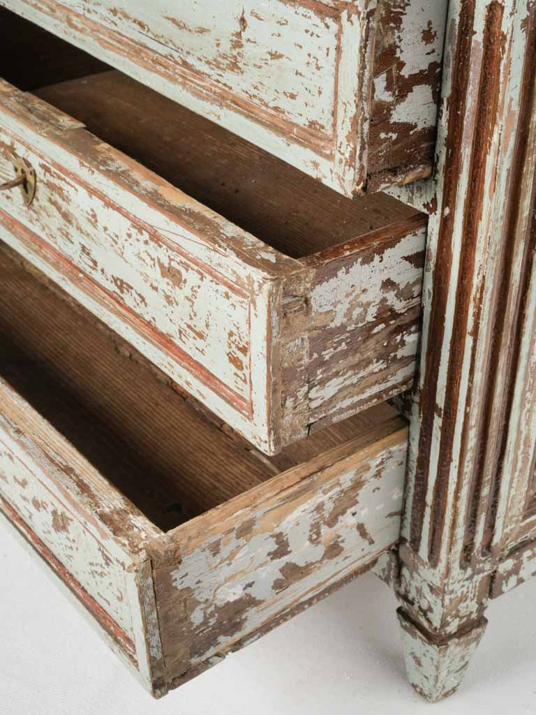 Worn Pale Green Early 19th-Century Commode