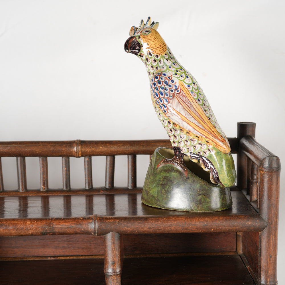 Prestigious Delft faience parrot ornament