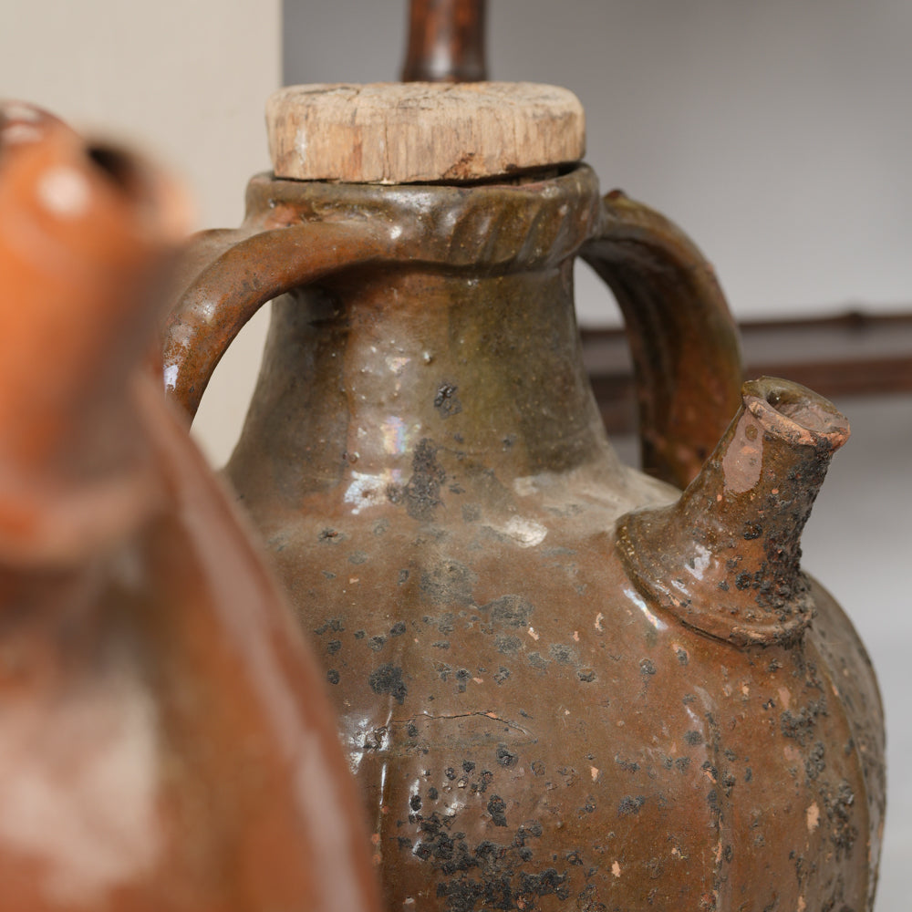 Durable hand-glazed oil jar