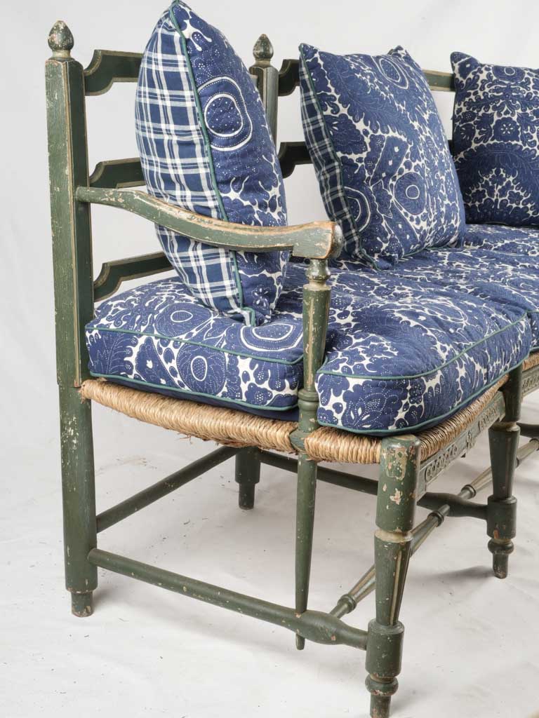 Rustic woven rush banquette chair