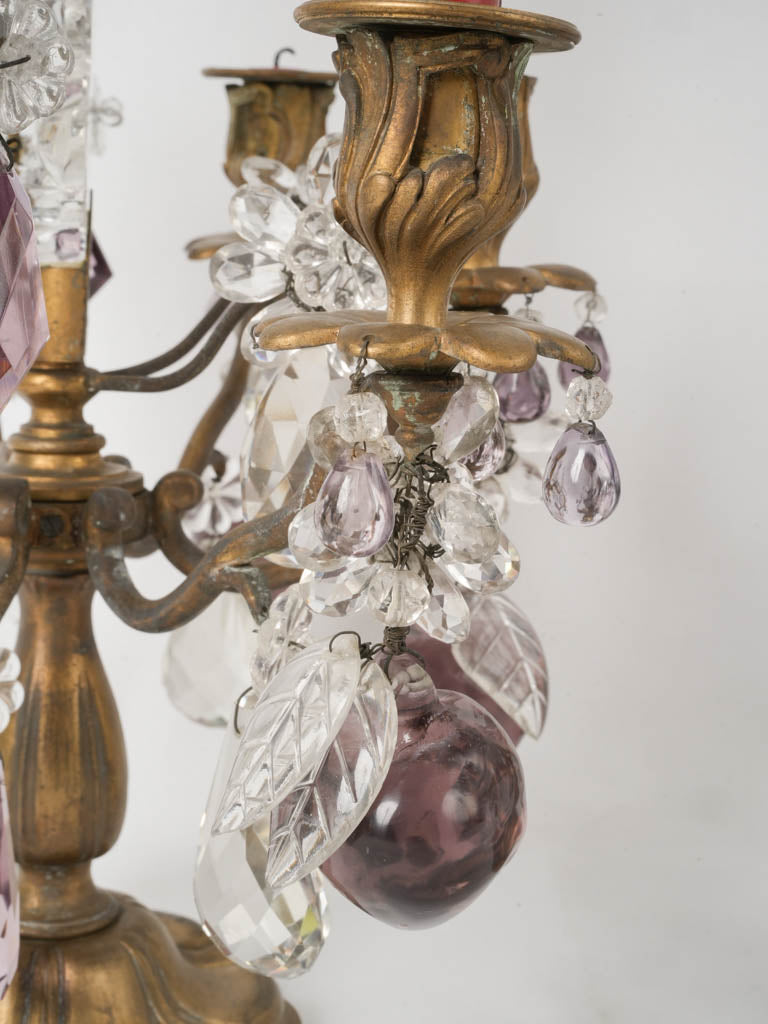 Delicate glass adorned candelabras