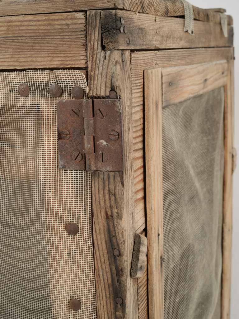 Aged wire-screened food-safe cabinet