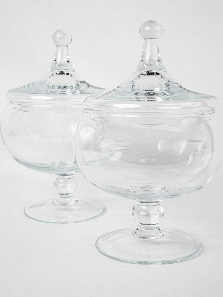 Vintage, lidded, glass candy jars