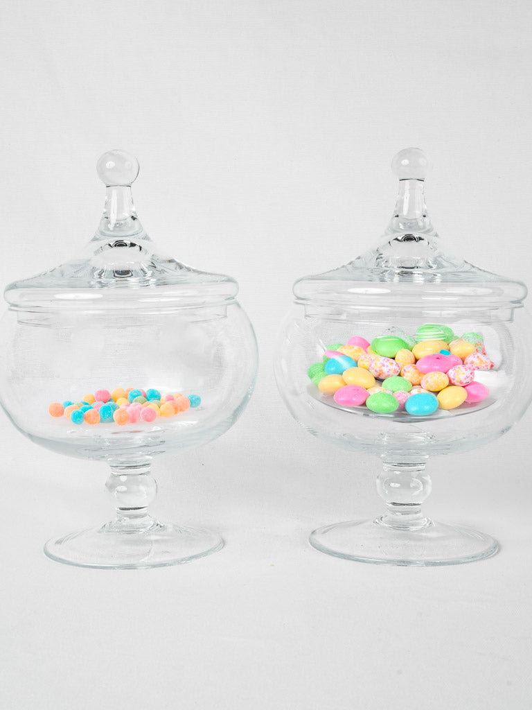 Timeless, lidded, glass candy containers