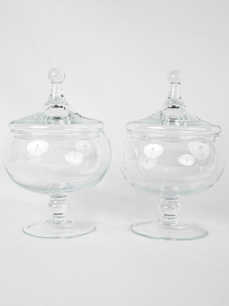 Antique, decorative, glass candy jars