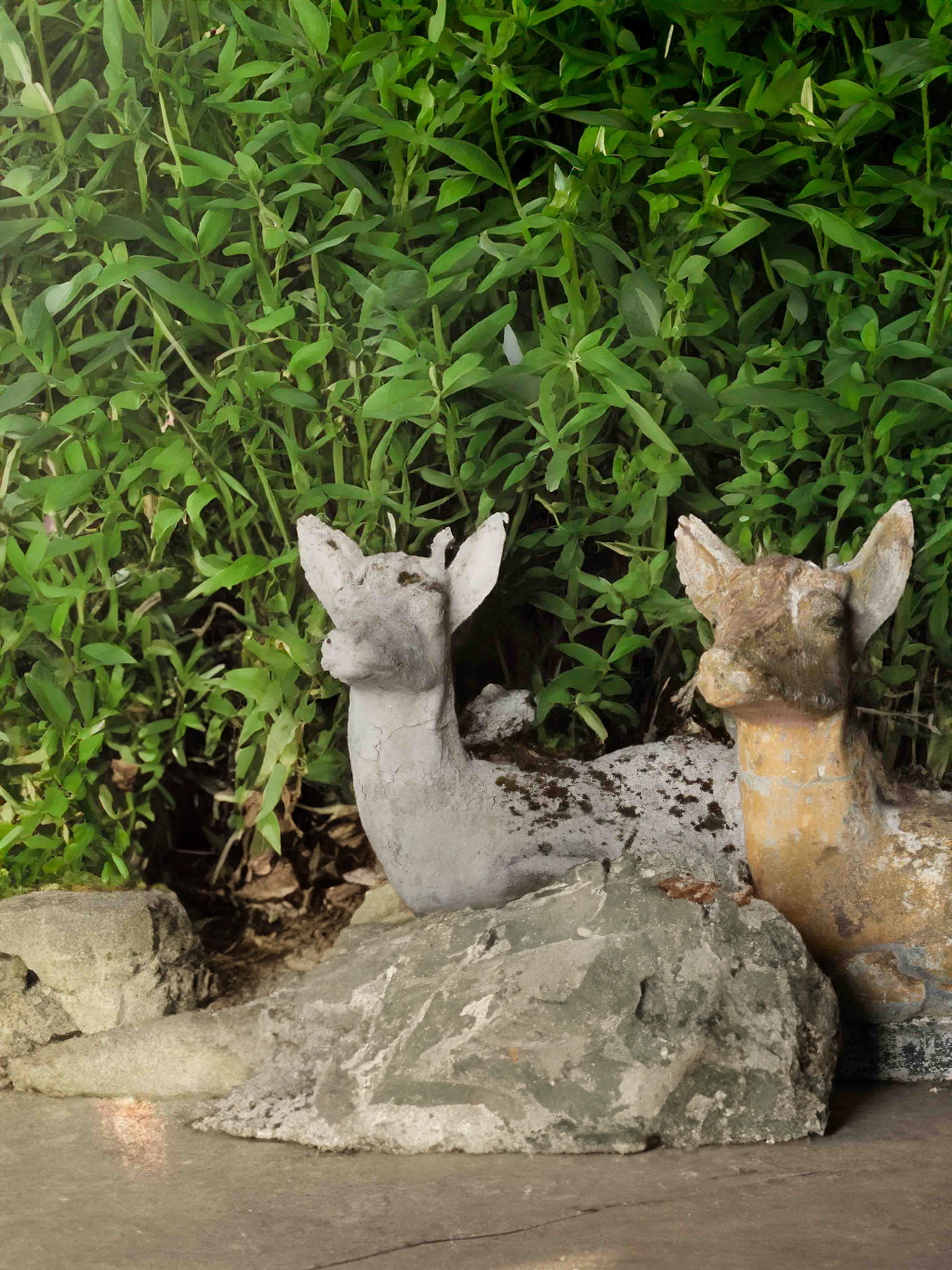 Vintage French cement garden sculptures