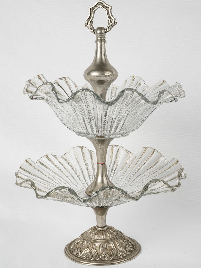 Vintage silver-plated glass fruit stand