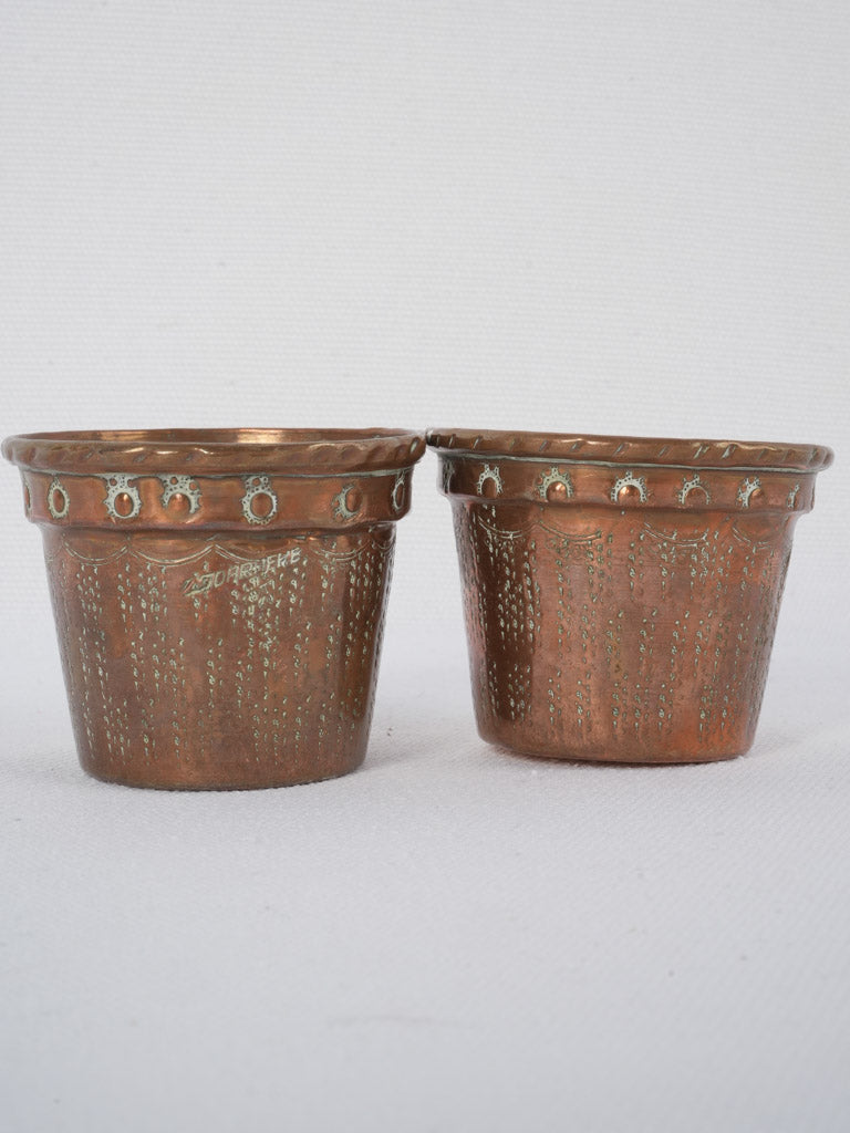 Delicate French copper cupcake molds