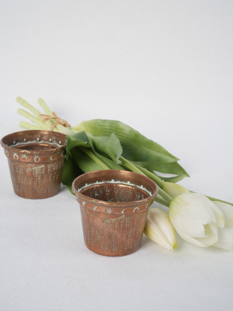 Antique French copper miniature cake molds