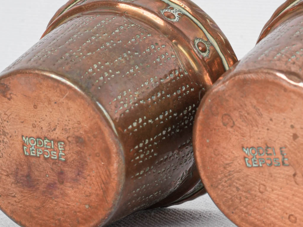 Elegant vintage French copper cake tins