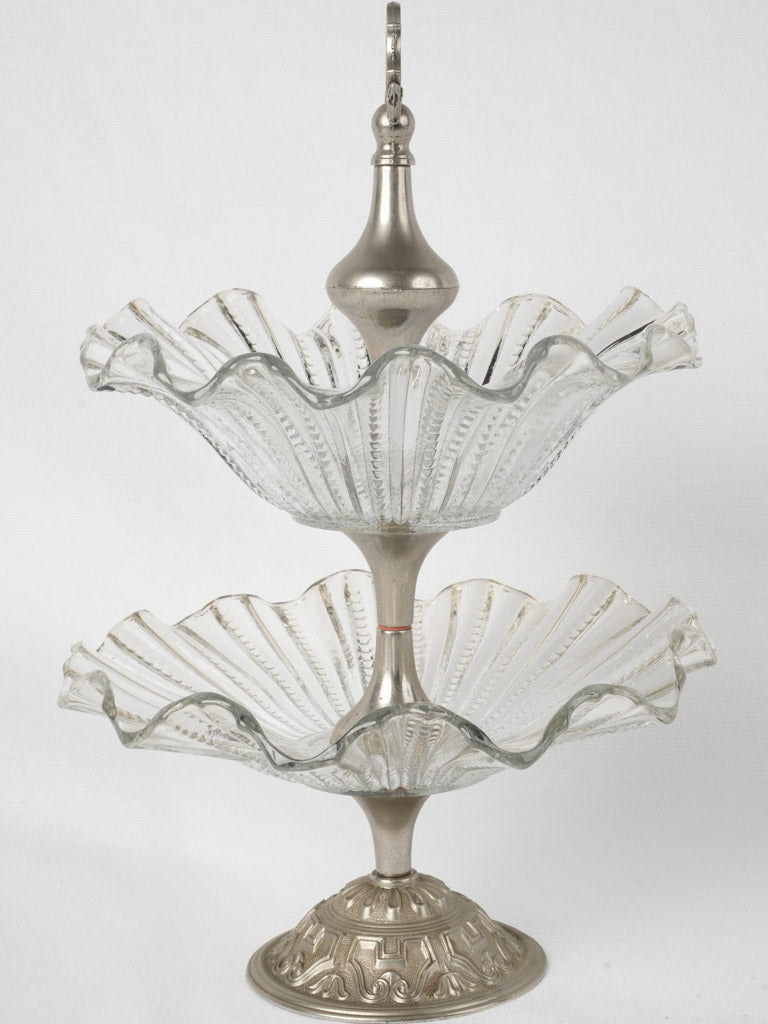 Classic vintage silver glass fruit stand