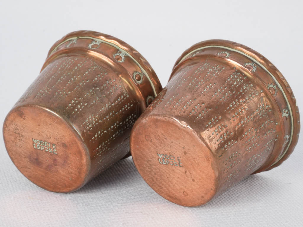 Miniature aged copper dessert molds