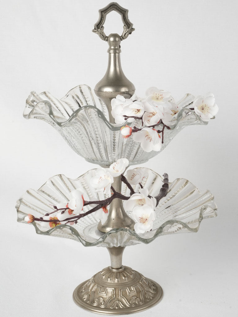 Elegant two-tier silver fruit display