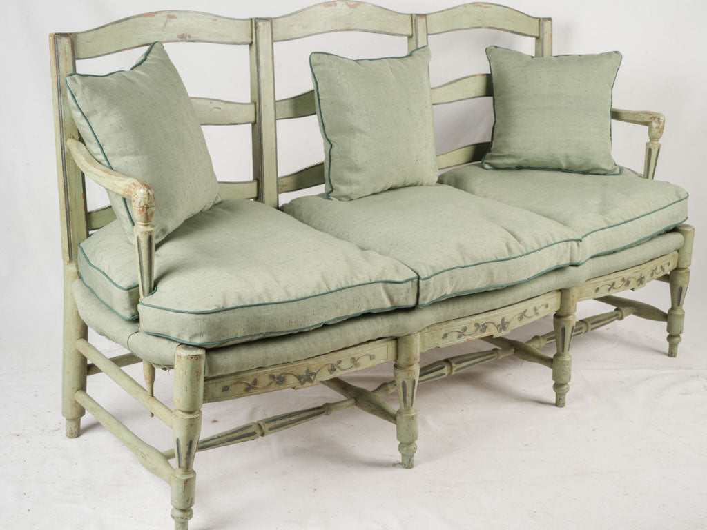 Rustic olive-green painted seating