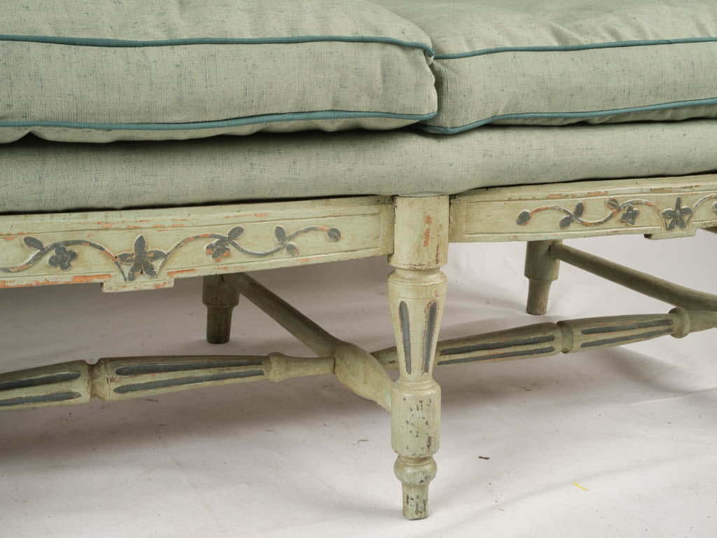 Vintage burette-upholstered wooden bench