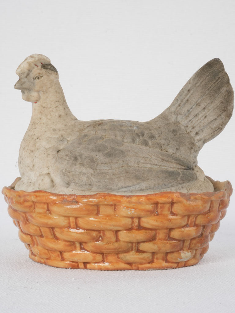 Charming rustic biscuit ceramic hen