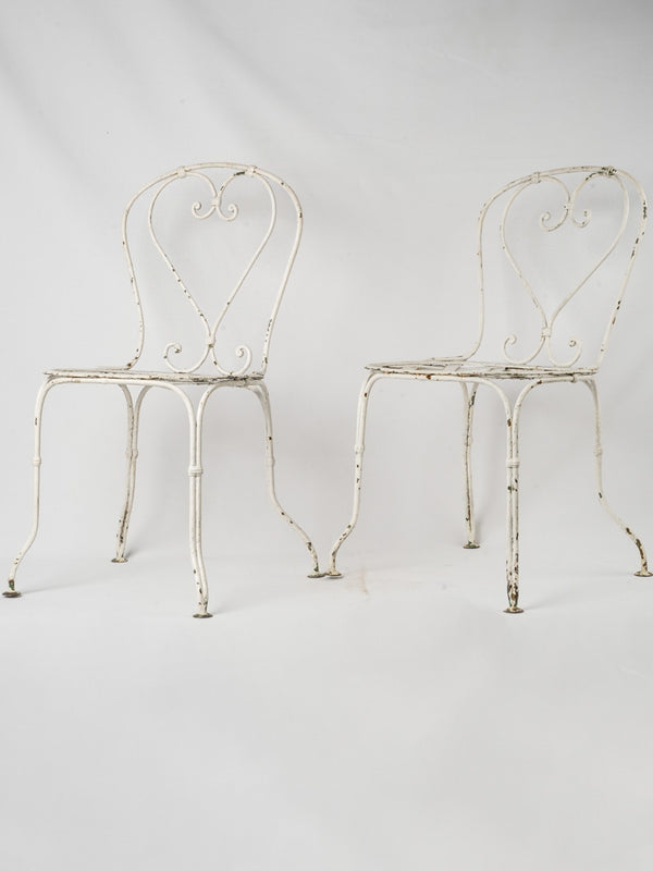 Vintage White French Iron Garden Chairs