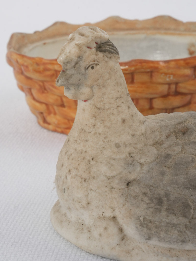 Rustic biscuit ceramic vintage hen