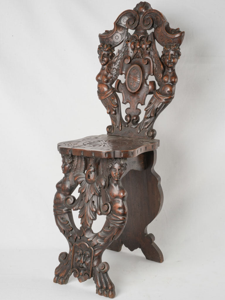 Intricately carved 19th-century Italian sgabello chair