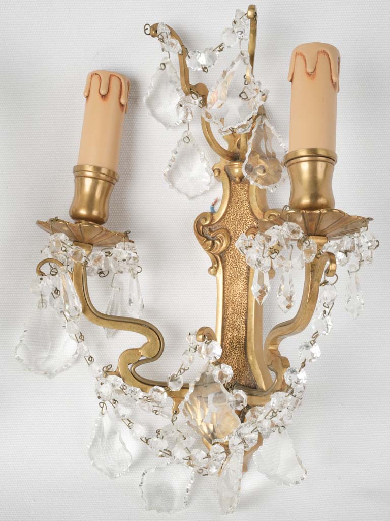 Regal French antique crystal sconces