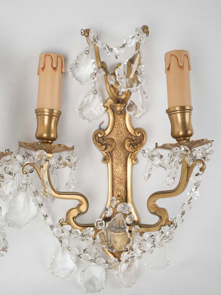 Charming vintage bronze wall sconces