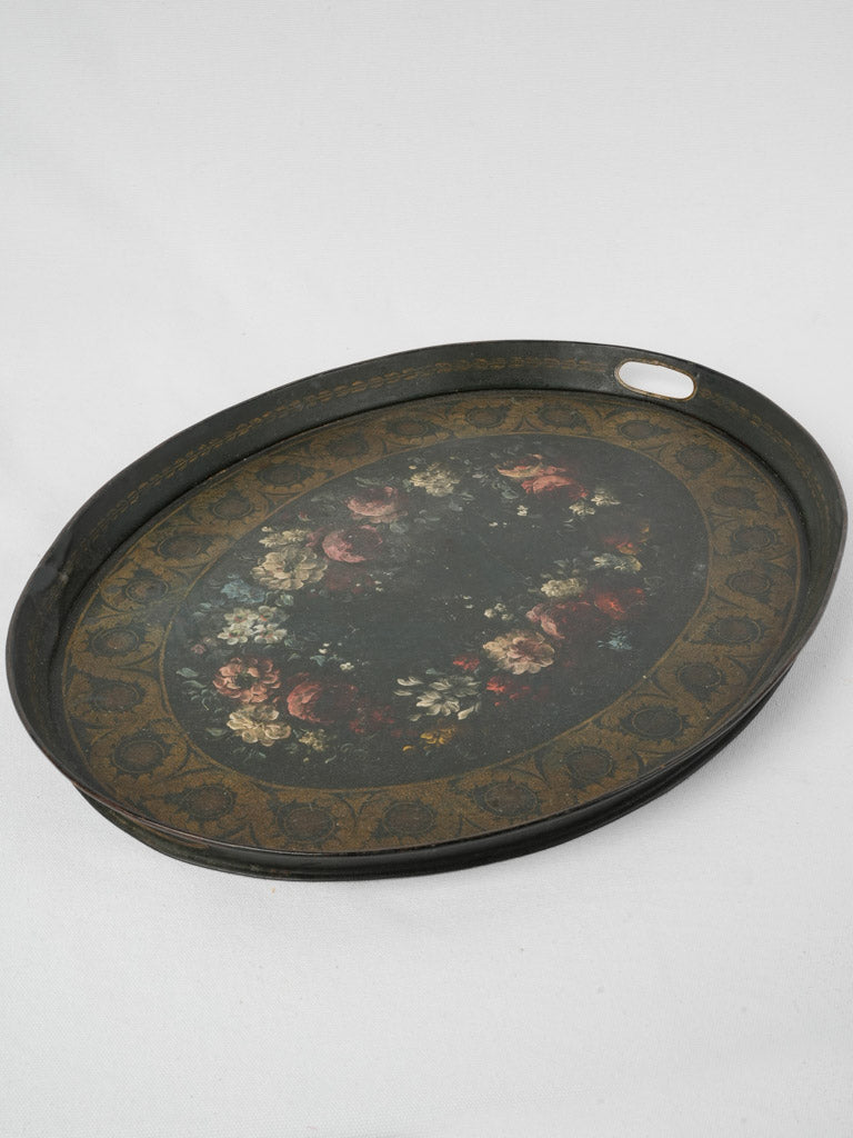 Antique French oval tole tray