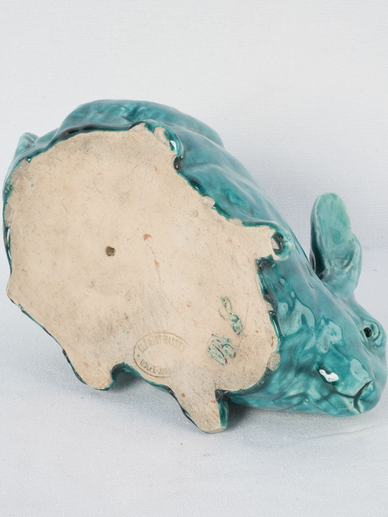 Turquoise terracotta Vallauris rabbit art